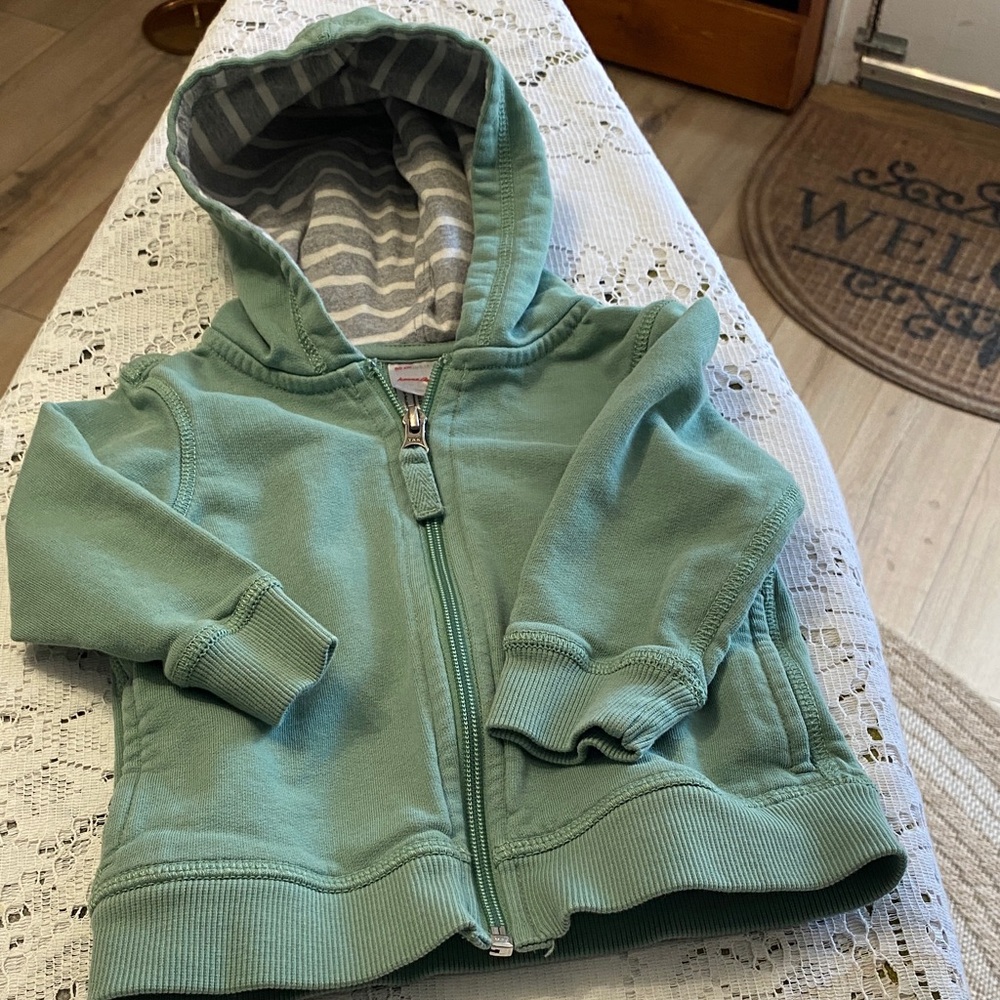 Hanna Andersson Mint Green Kids Hoodie with pockets 18-24 months